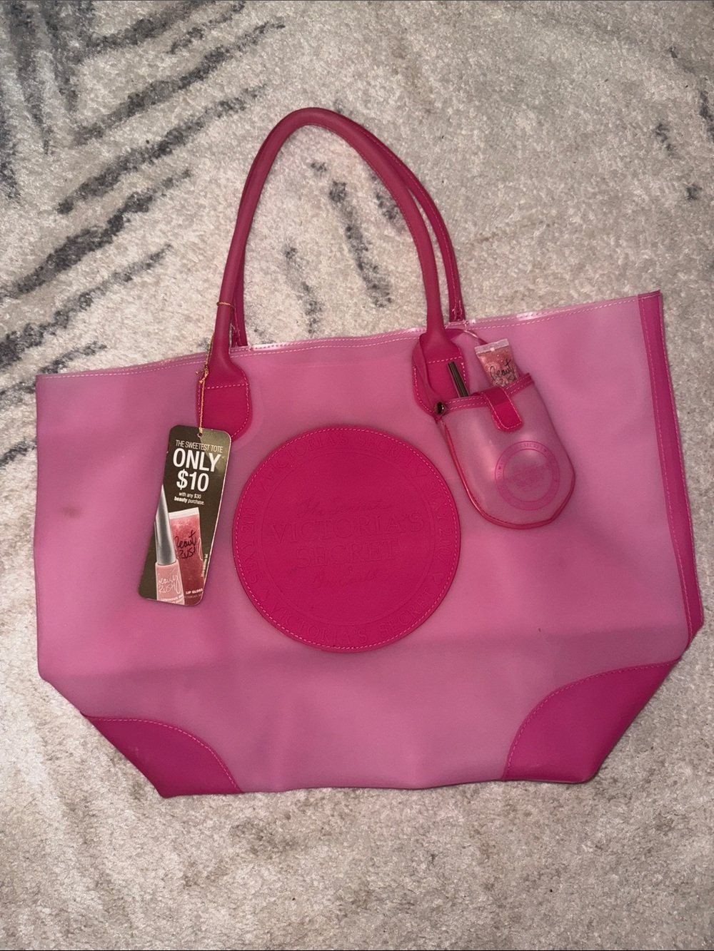 Victoria's Secret Pink Two-Tone Rubber Beach/Tote Bag